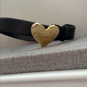 Mango Black Belt with Gold Heart Buckle